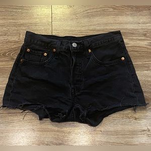 Levi’s 501 black jean cut off shorts